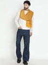 Aazeen Yellow Pure Wool Striped Dobby Muffler