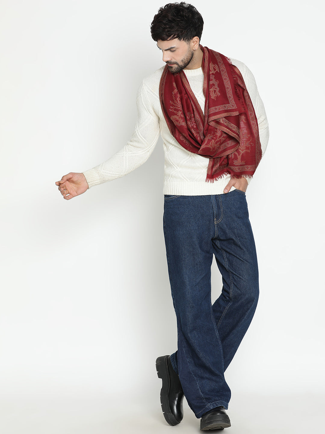 Novan Pure Wool Jacquard Muffler