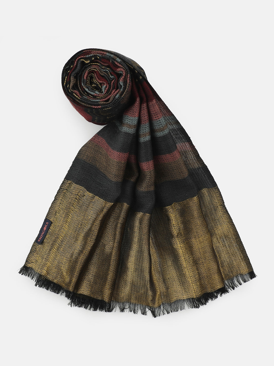 Midnight Eclat-Twilight Detailed Woolen Dobby Stole