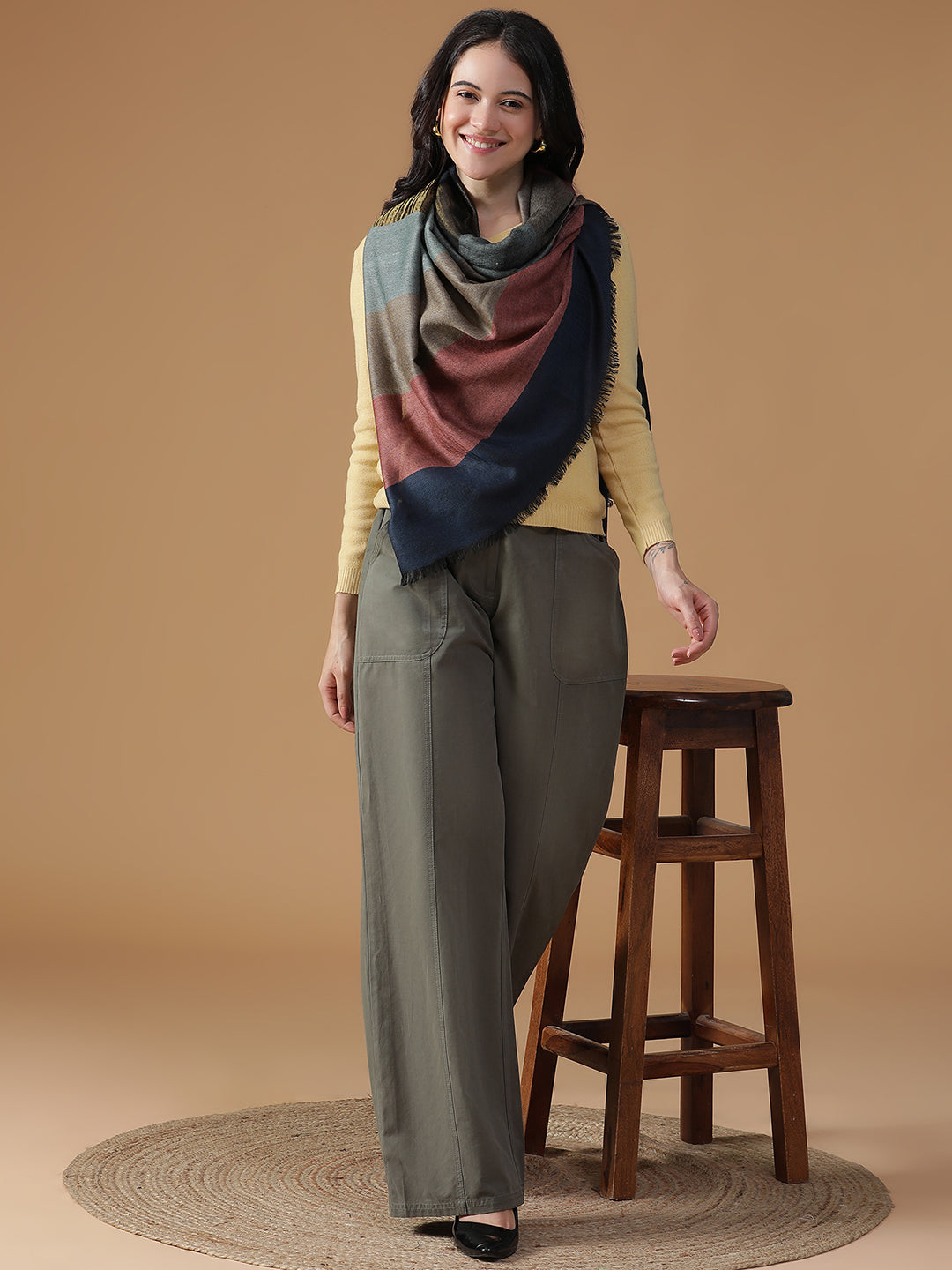 Urban Muse-Contemporary Weave Design Woolen Dobby Stole