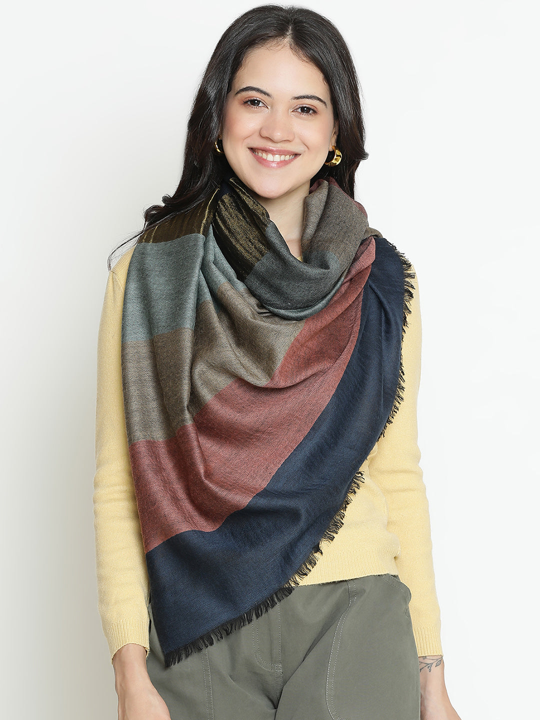 Urban Muse-Contemporary Weave Design Woolen Dobby Stole