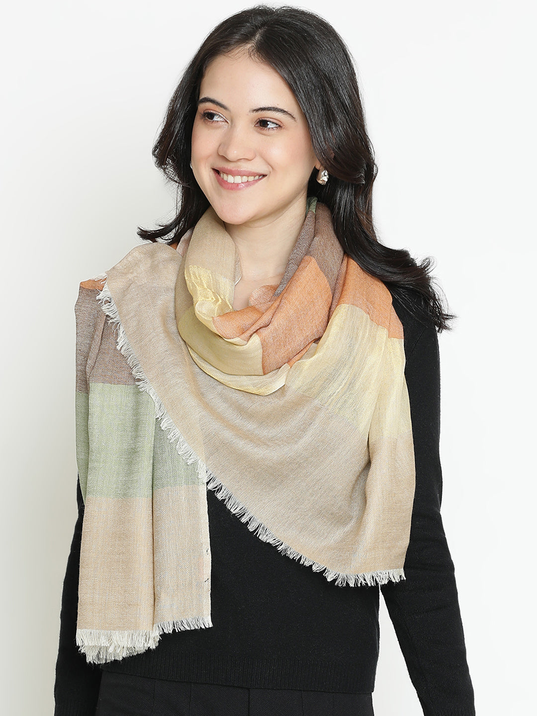 Urban Muse-Contemporary Weave Design Woolen Dobby Stole