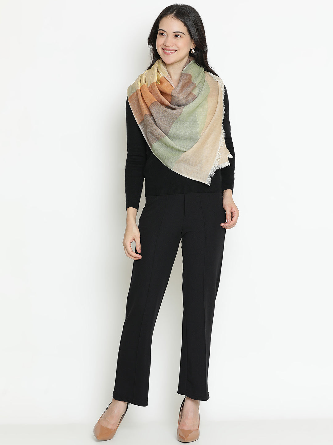 Urban Muse-Contemporary Weave Design Woolen Dobby Stole