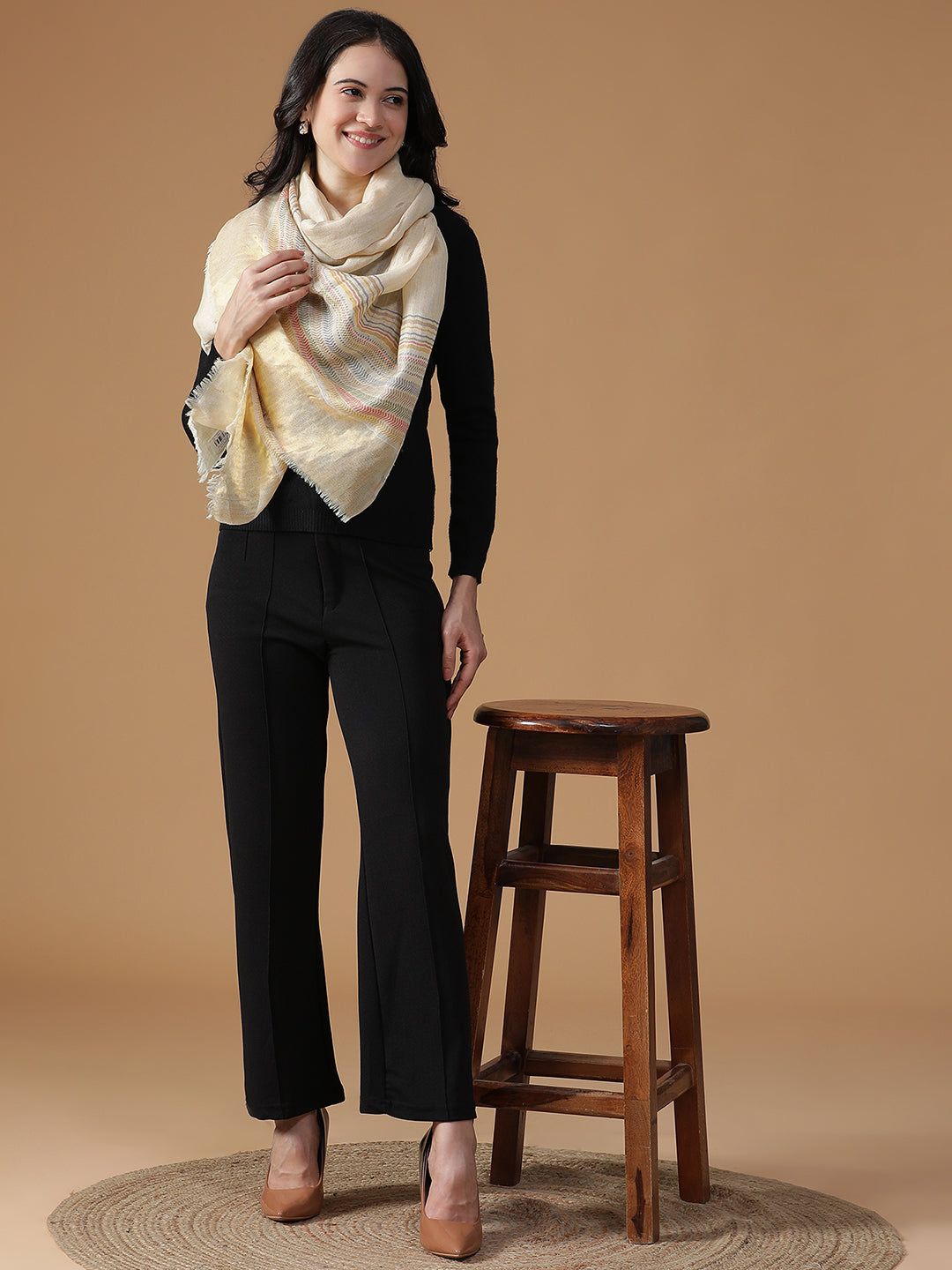 Meadow Whispers-Nature Inspired Woven Design Dobby Stole