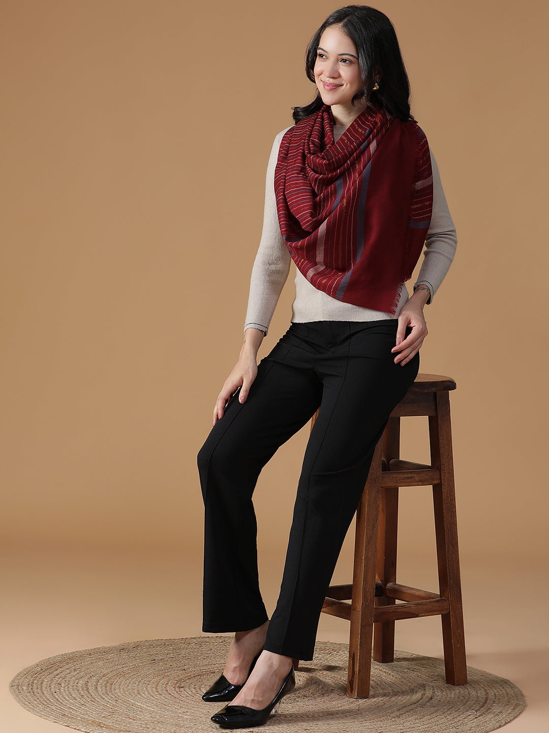 Heritage Lines-Timeless Weave Woolen Dobby Stole