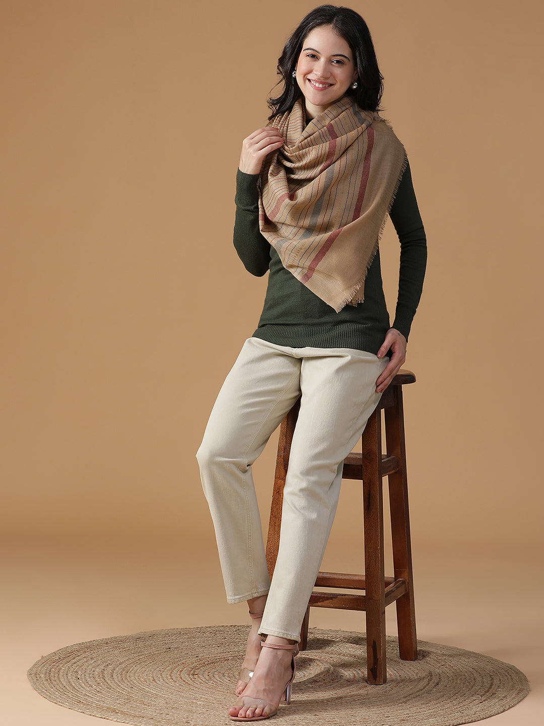 Ecliptic Stripes-Crafted Woolen Dobby Stole