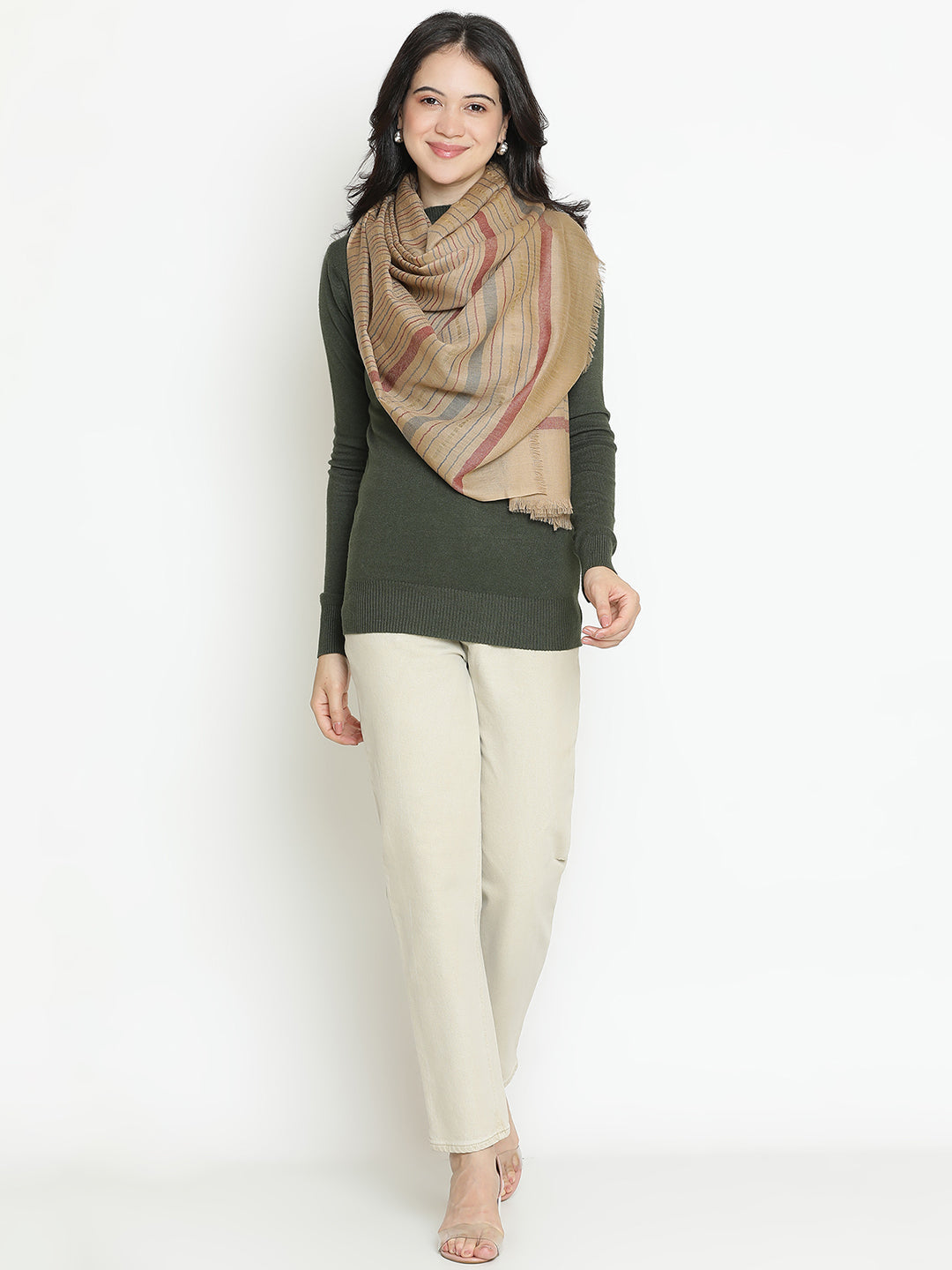 Ecliptic Stripes-Crafted Woolen Dobby Stole