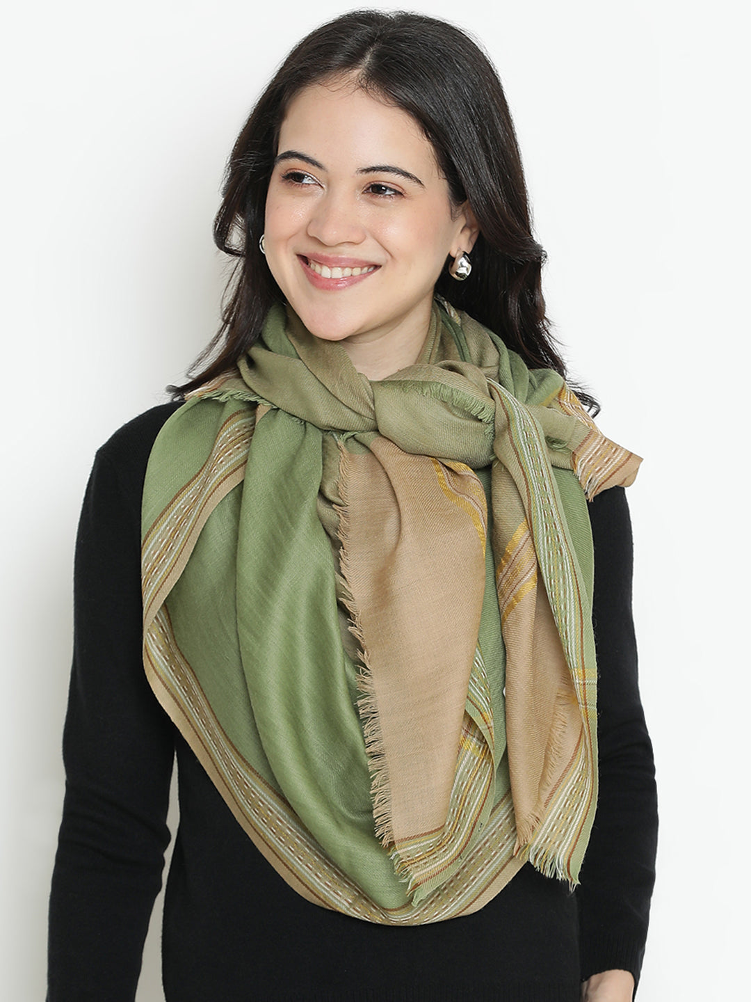 Thyme Harmony-Handcrafted Woolen Dobby Stole