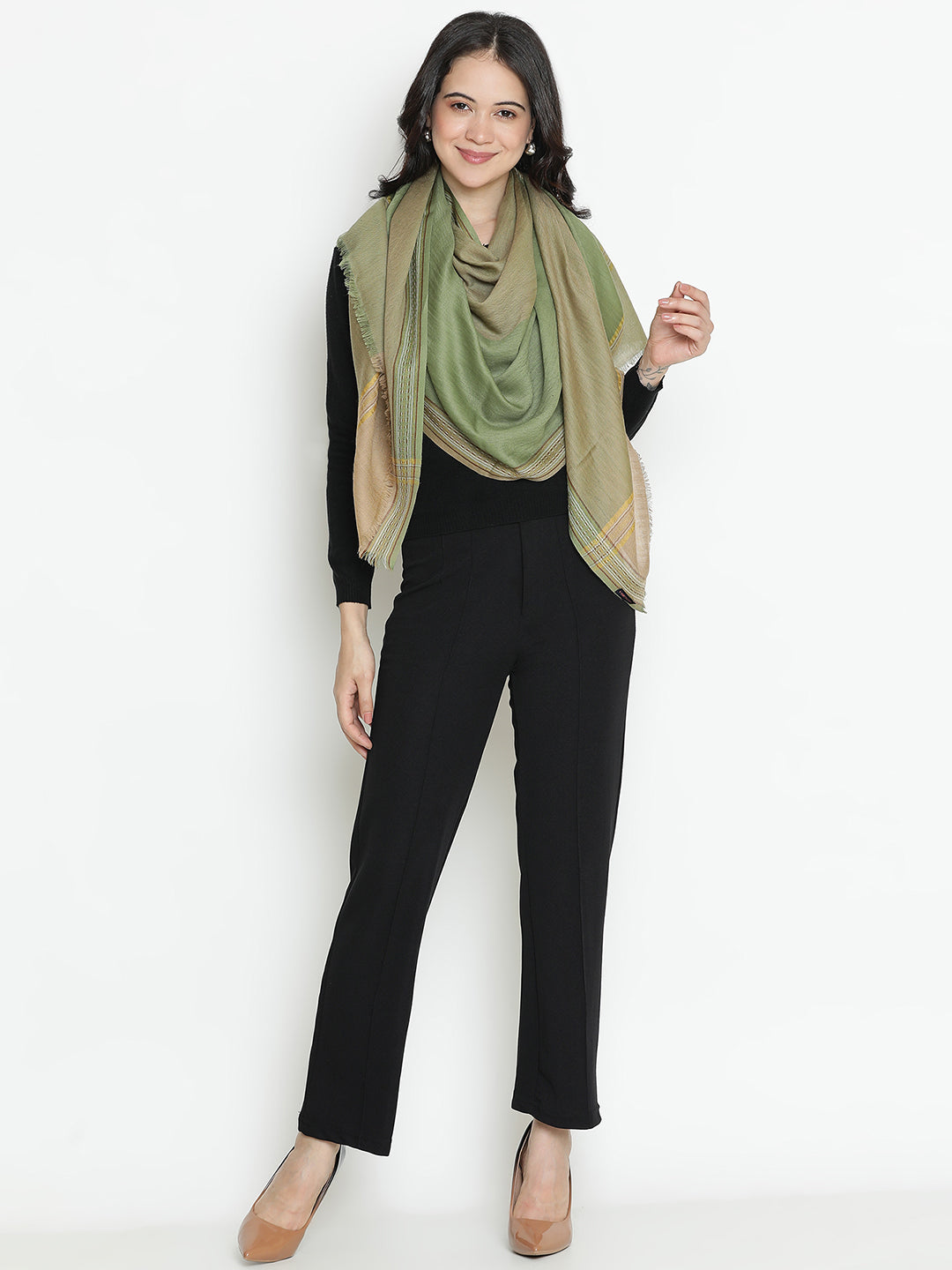 Thyme Harmony-Handcrafted Woolen Dobby Stole