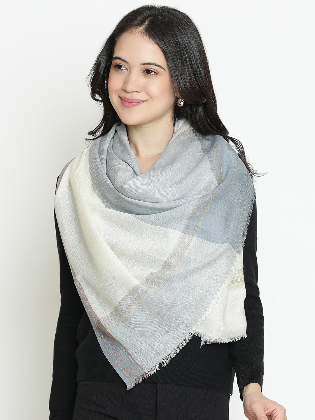 Thyme Harmony-Handcrafted Woolen Dobby Stole