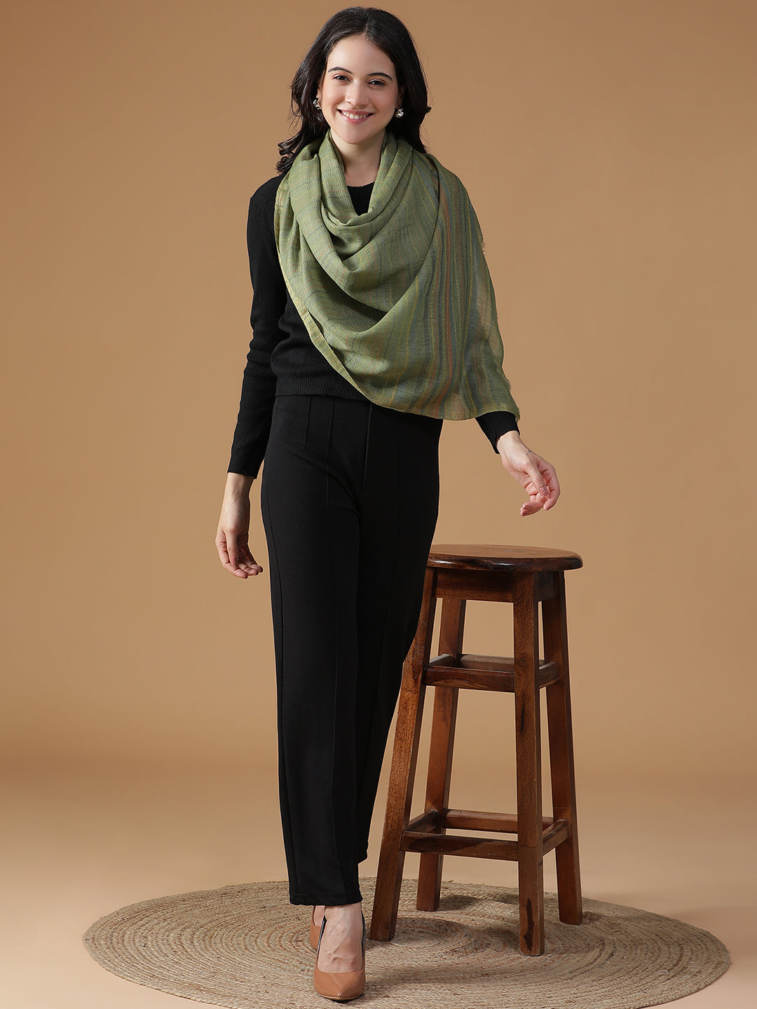 Tranquil Trails-Woven Design Woolen Dobby Stole