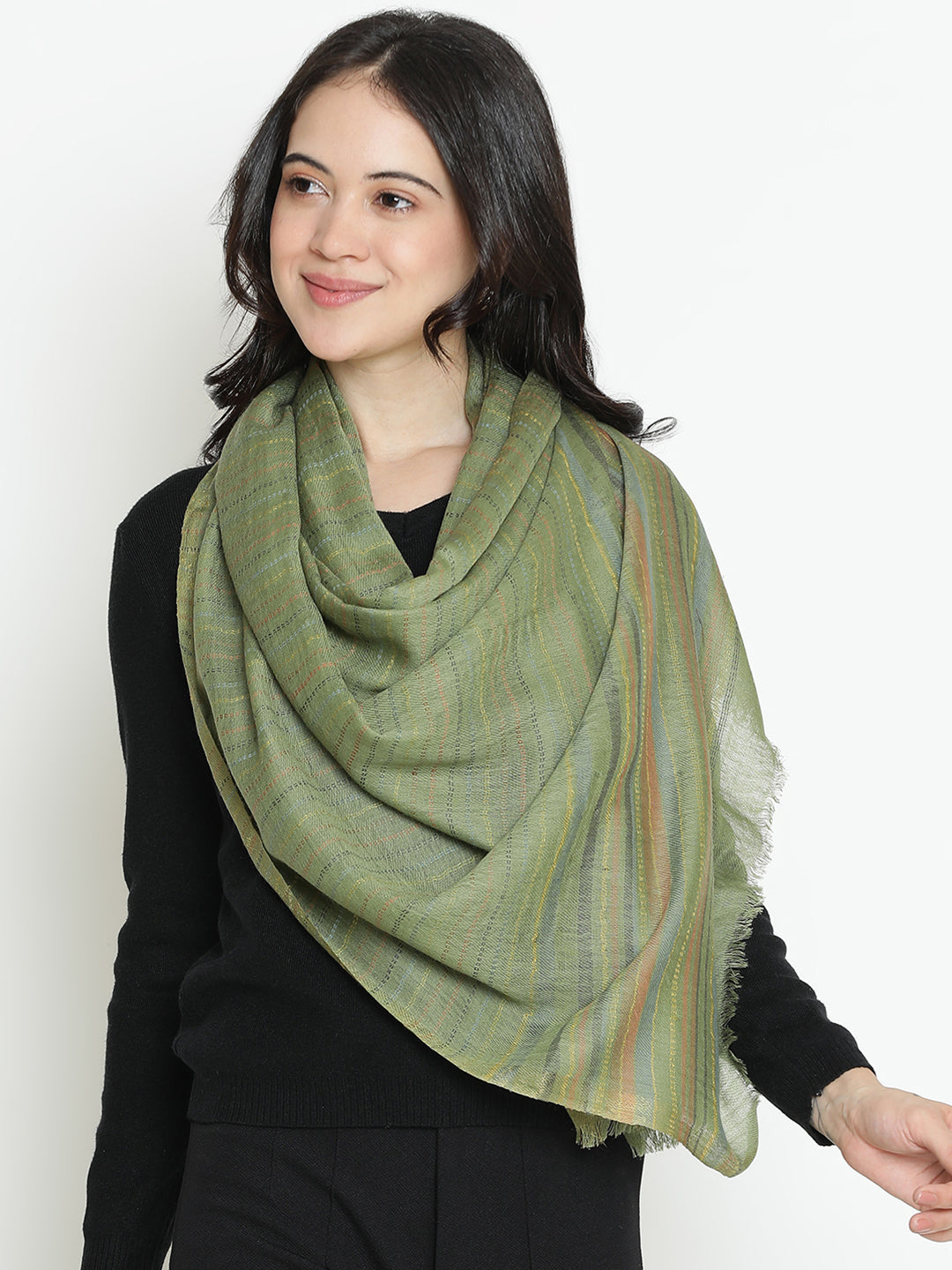 Tranquil Trails-Woven Design Woolen Dobby Stole