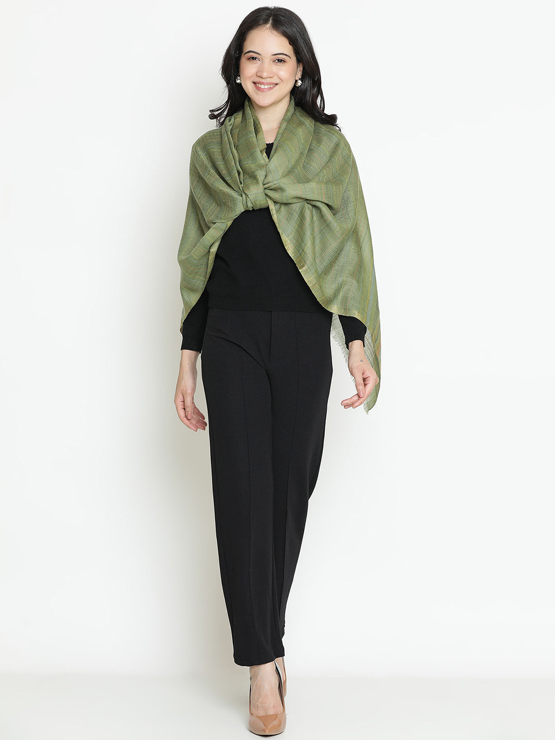 Tranquil Trails-Woven Design Woolen Dobby Stole