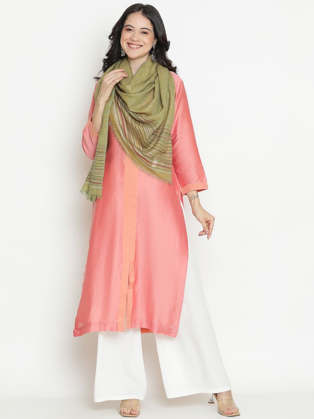 Grove Drift-Striped Woolen Dobby Stole