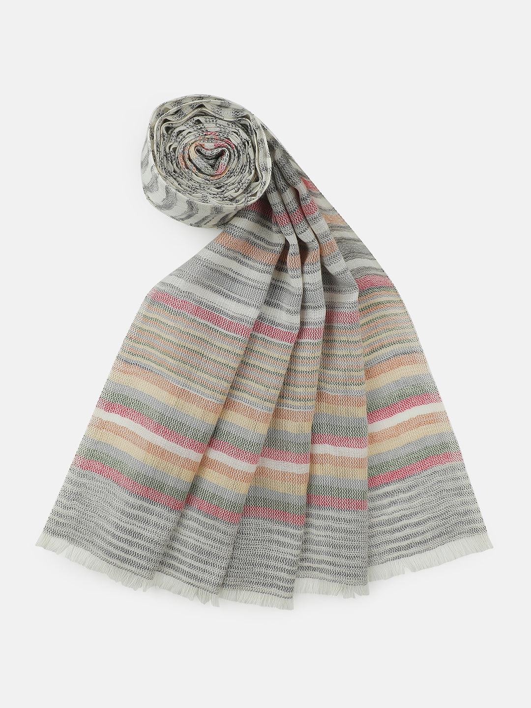 Grove Drift-Striped Woolen Dobby Stole
