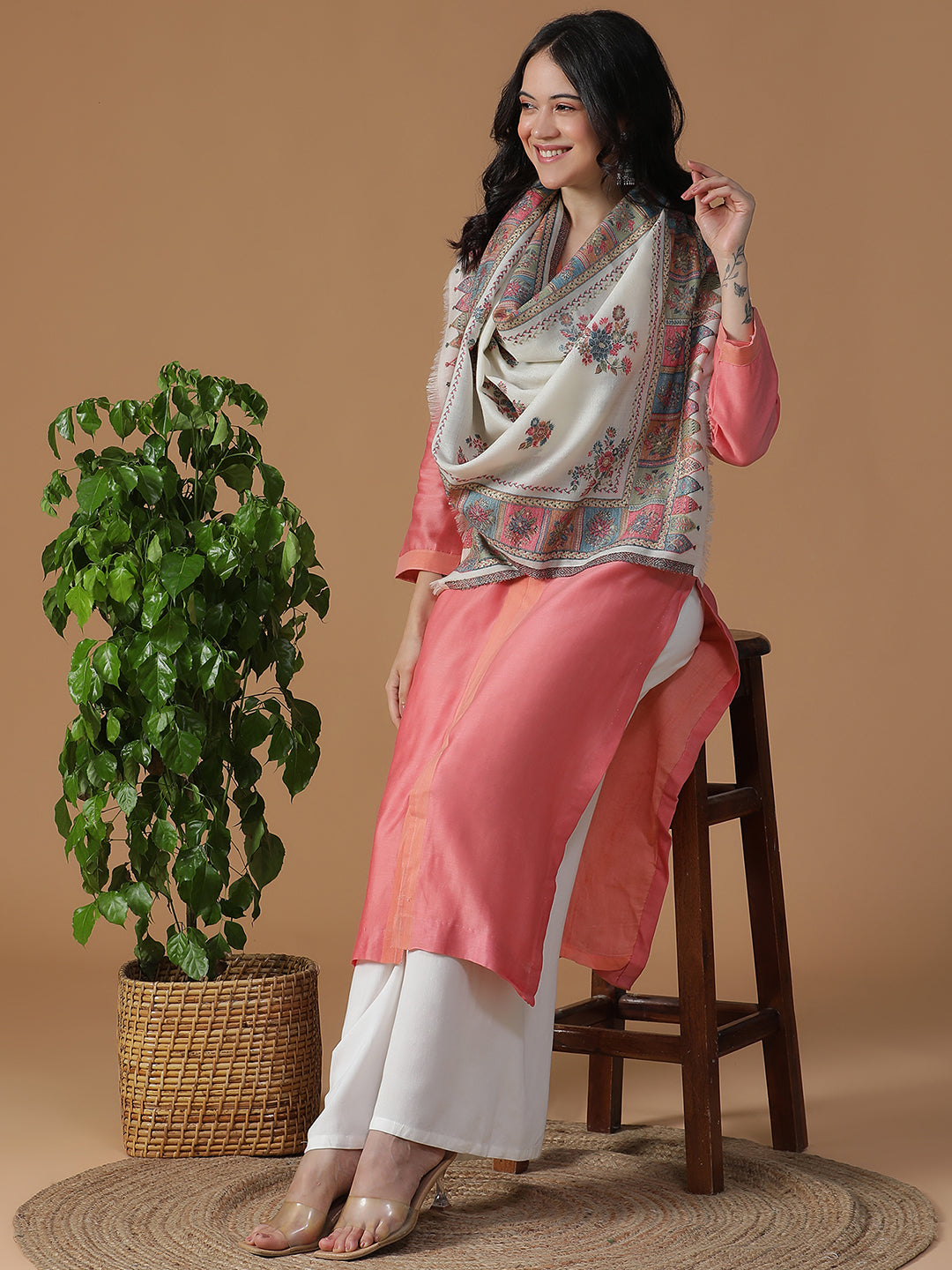 Garden of Panels-Malwa Miniature Inspired Heritage Stole