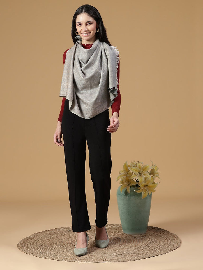 Kary Grey Pure Wool Jacquard Stole