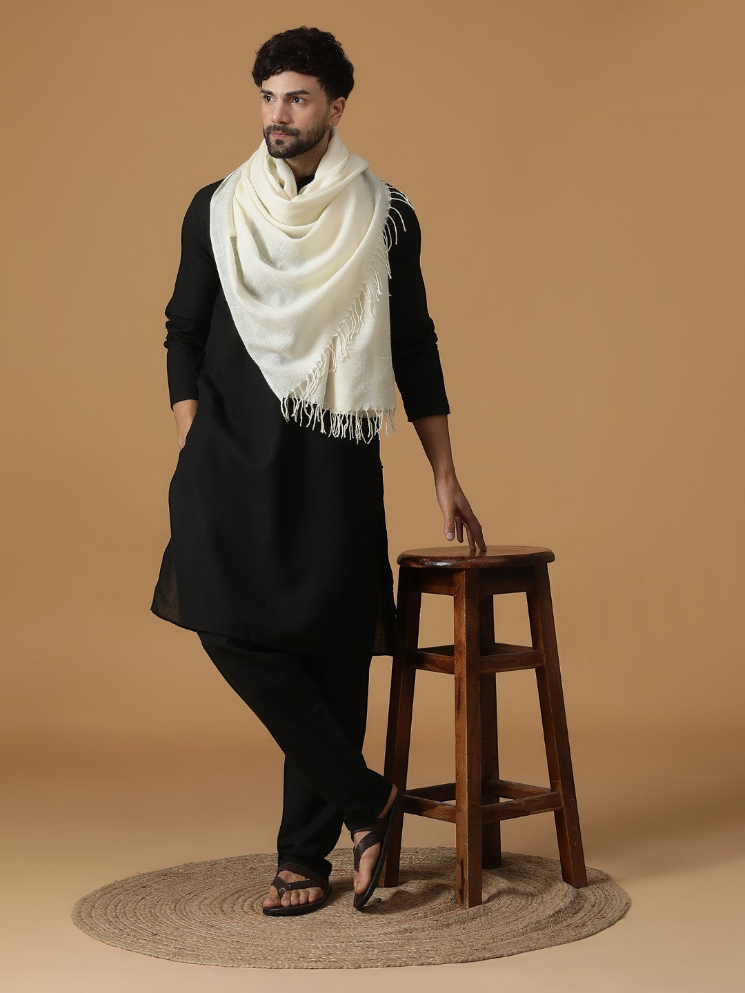 Radiance Woollen Solid Dobby Stole