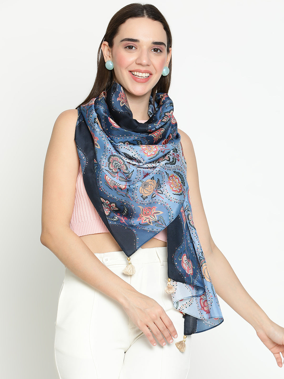 Hannah Women Floral Pure Silk Printed Stole