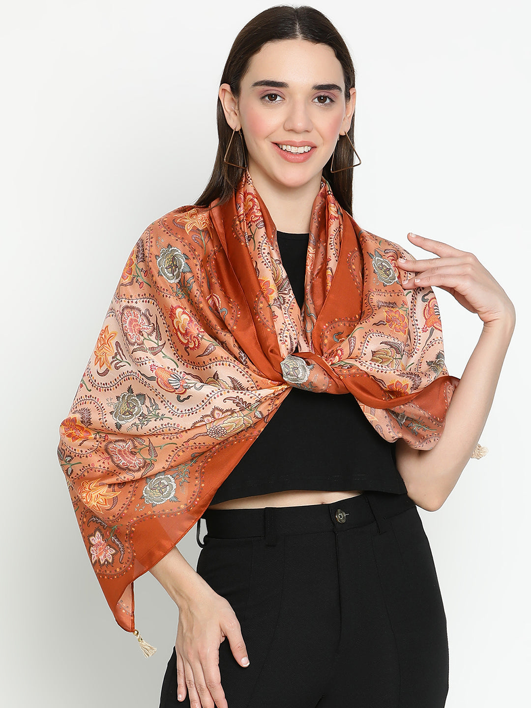 Hannah Women Floral Pure Silk Printed Stole