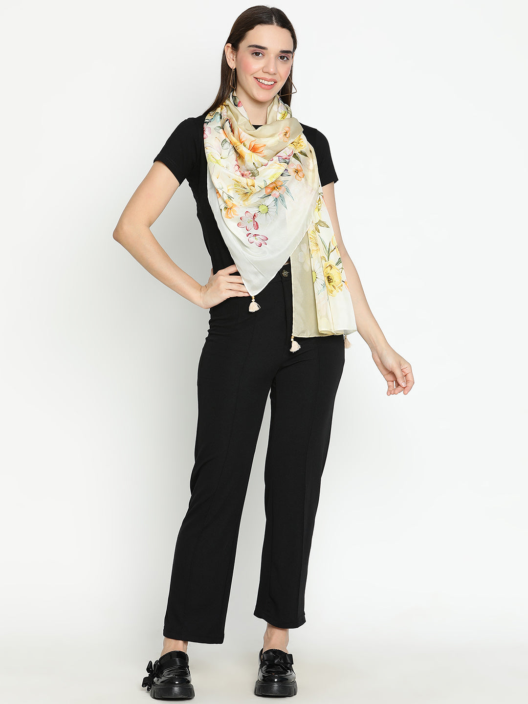 Gardenia Women Floral Pure Silk Printed Stole