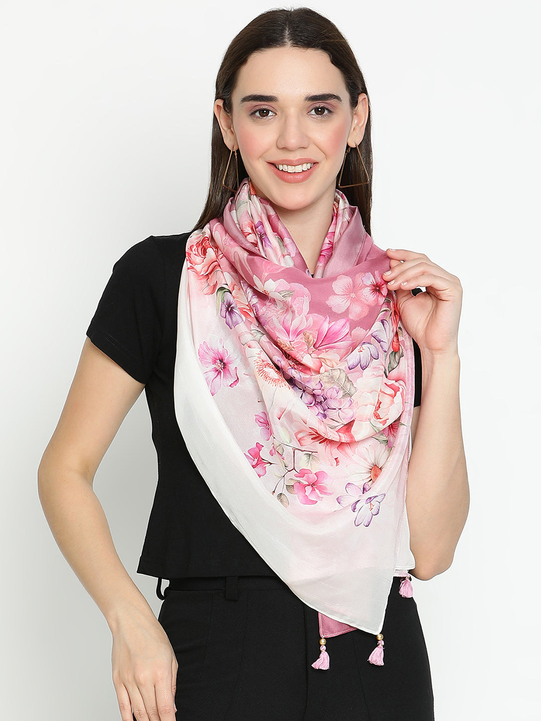 Gardenia Women Floral Pure Silk Printed Stole