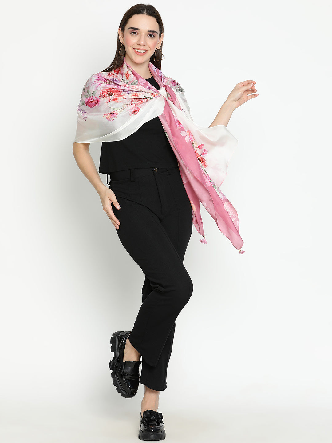 Gardenia Women Floral Pure Silk Printed Stole