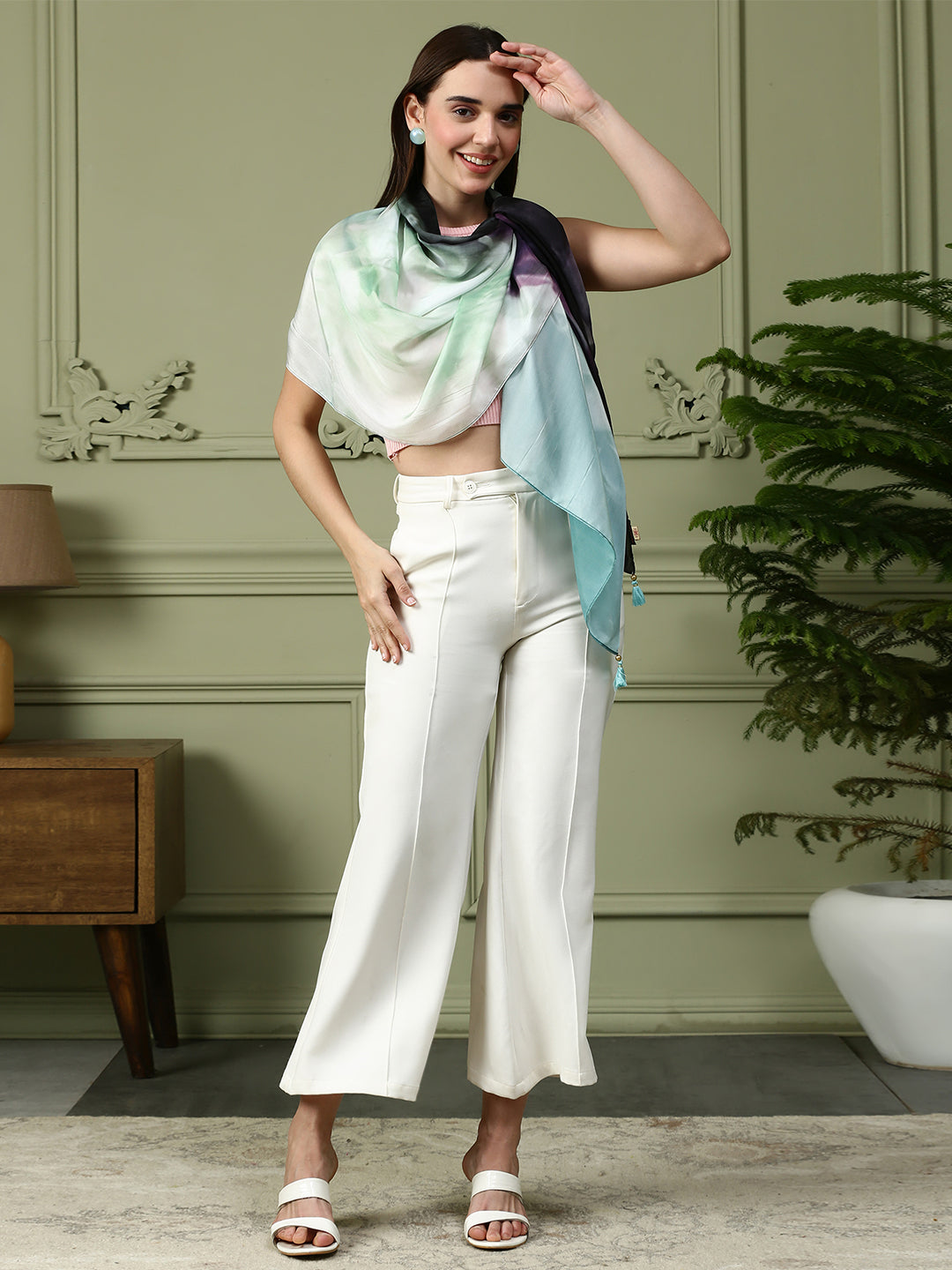 Hazel Women Pure Silk Printed Stole