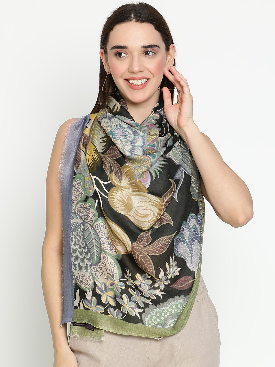 Adhira Women Floral Modal Silk Printed Stole