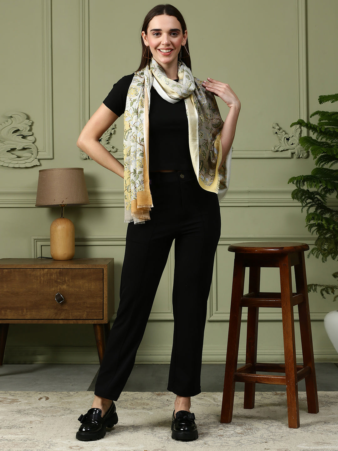 Eesha Women Floral Modal Silk Printed Stole