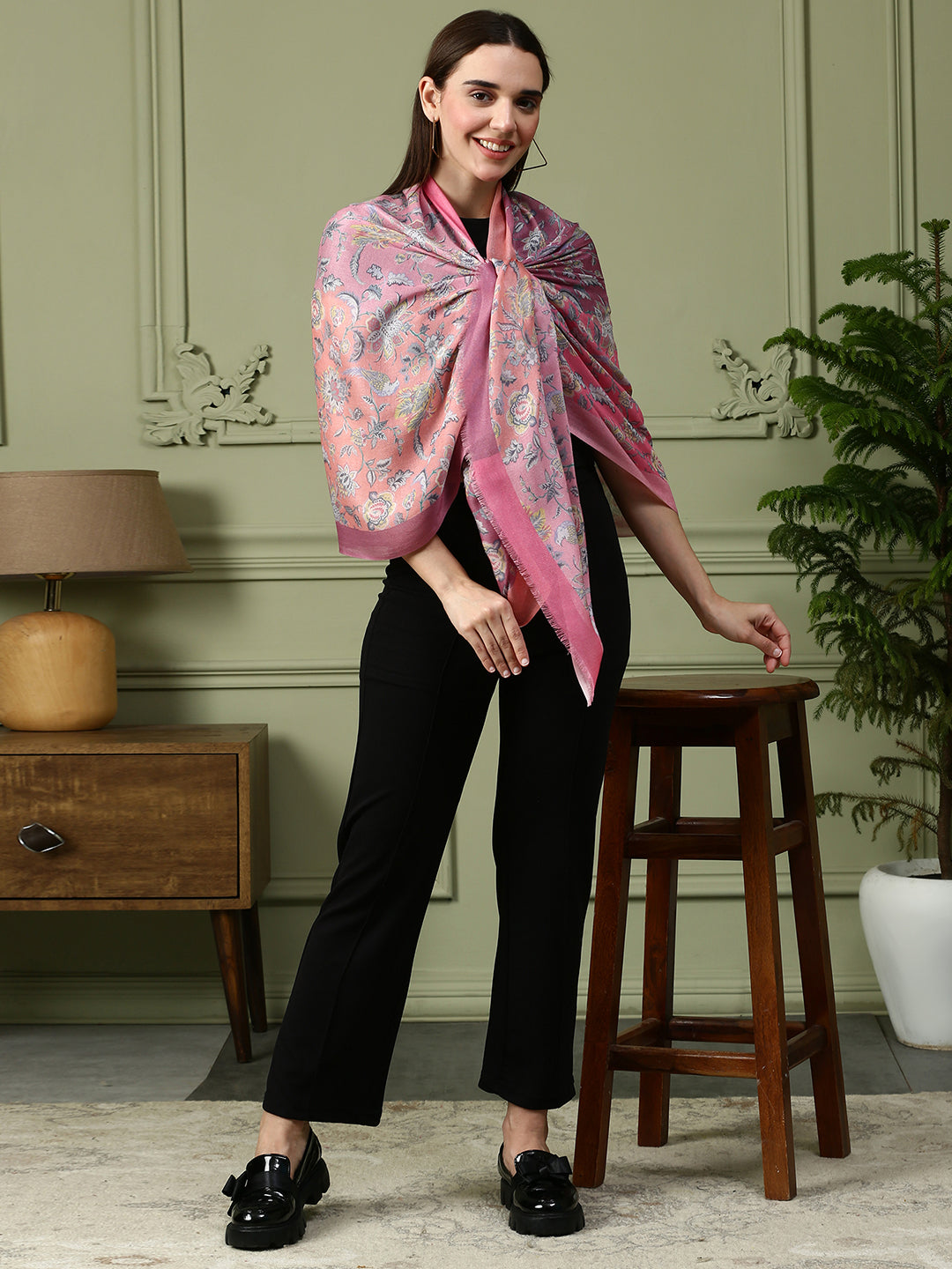 Eesha Women Floral Modal Silk Printed Stole