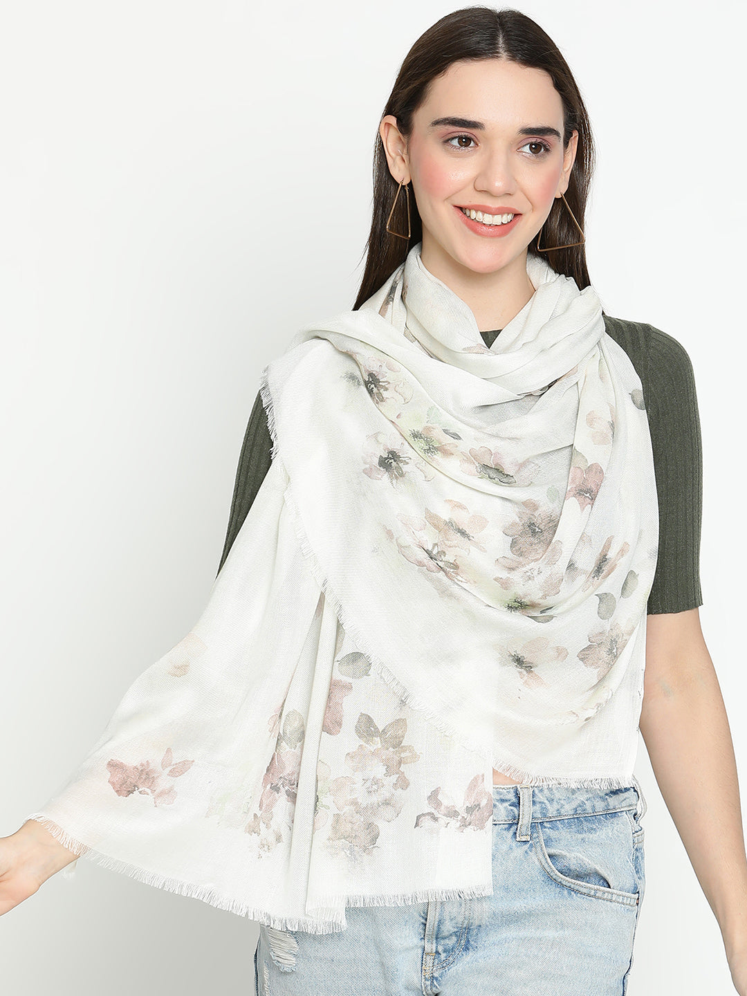 Pankhuri Women Floral Modal Silk Printed Stole