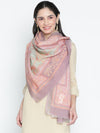 Mia Pink Woolen Printed Stole