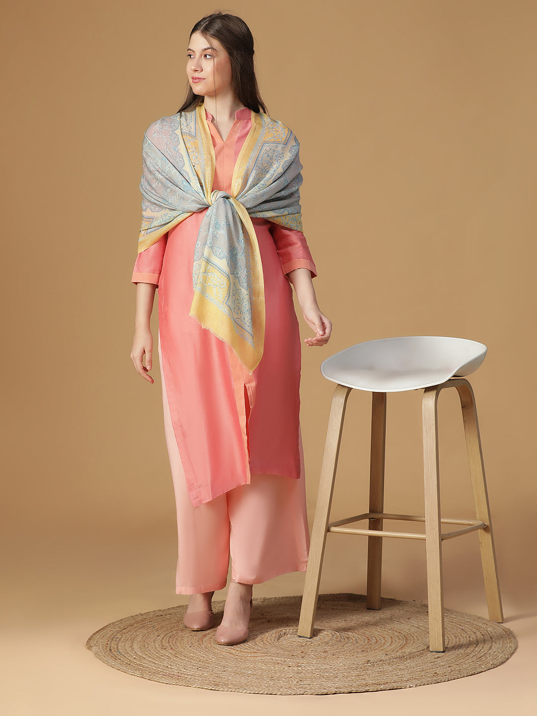 Serenade Women Wool Lurex Printed Stole