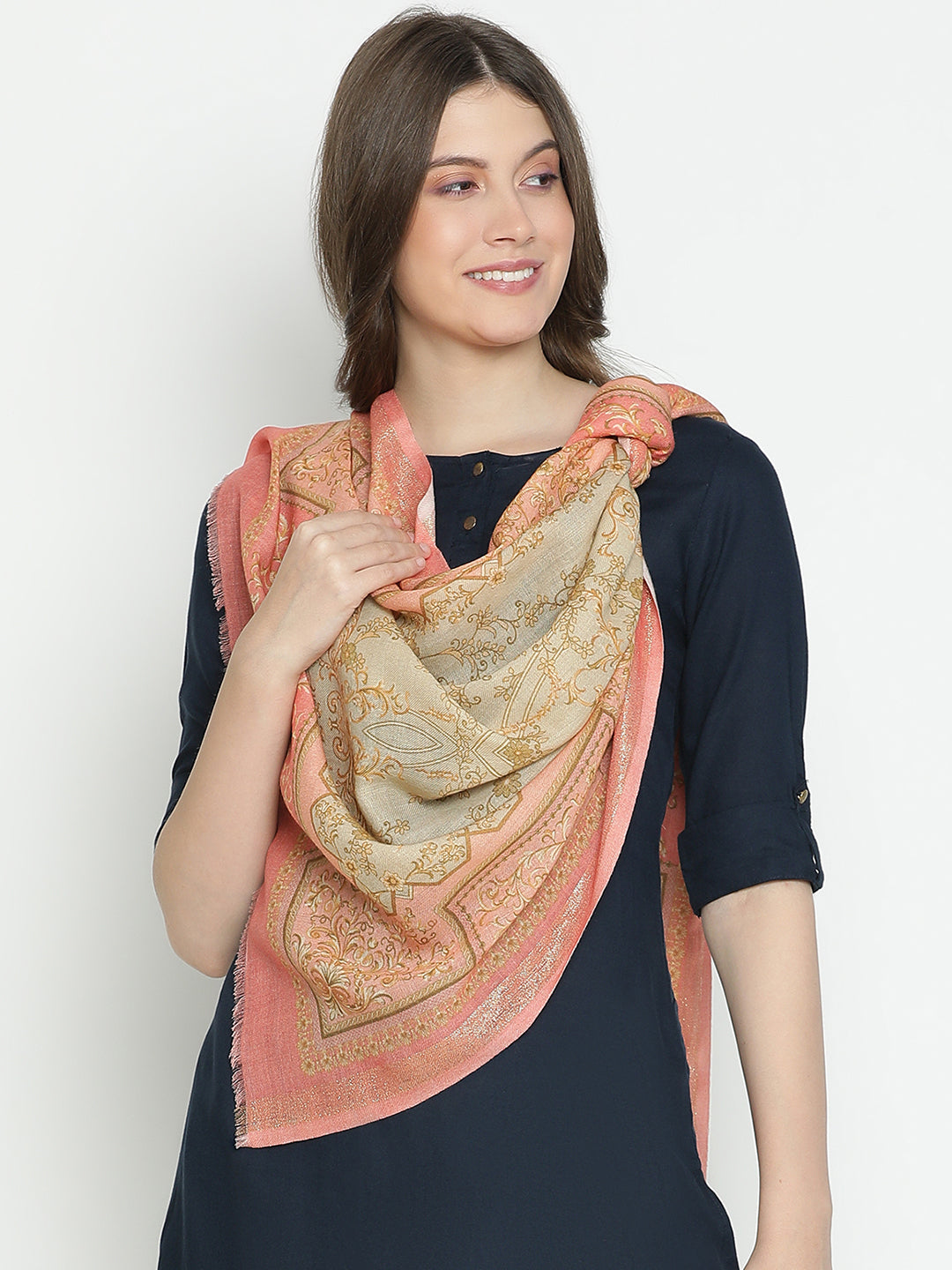 Serenade Women Wool Lurex Printed Stole
