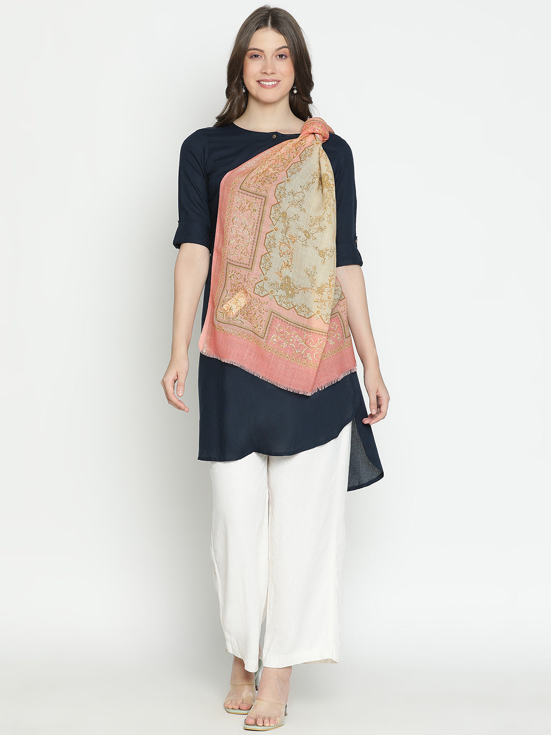 Serenade Women Wool Lurex Printed Stole