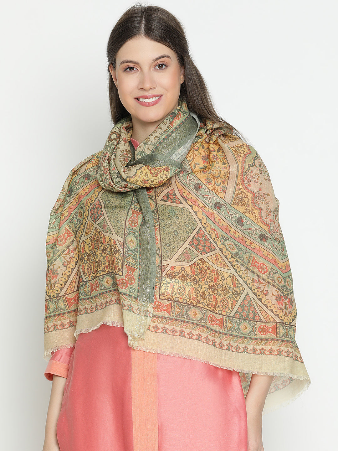 Regal Embrace Wool Lurex Printed Stole