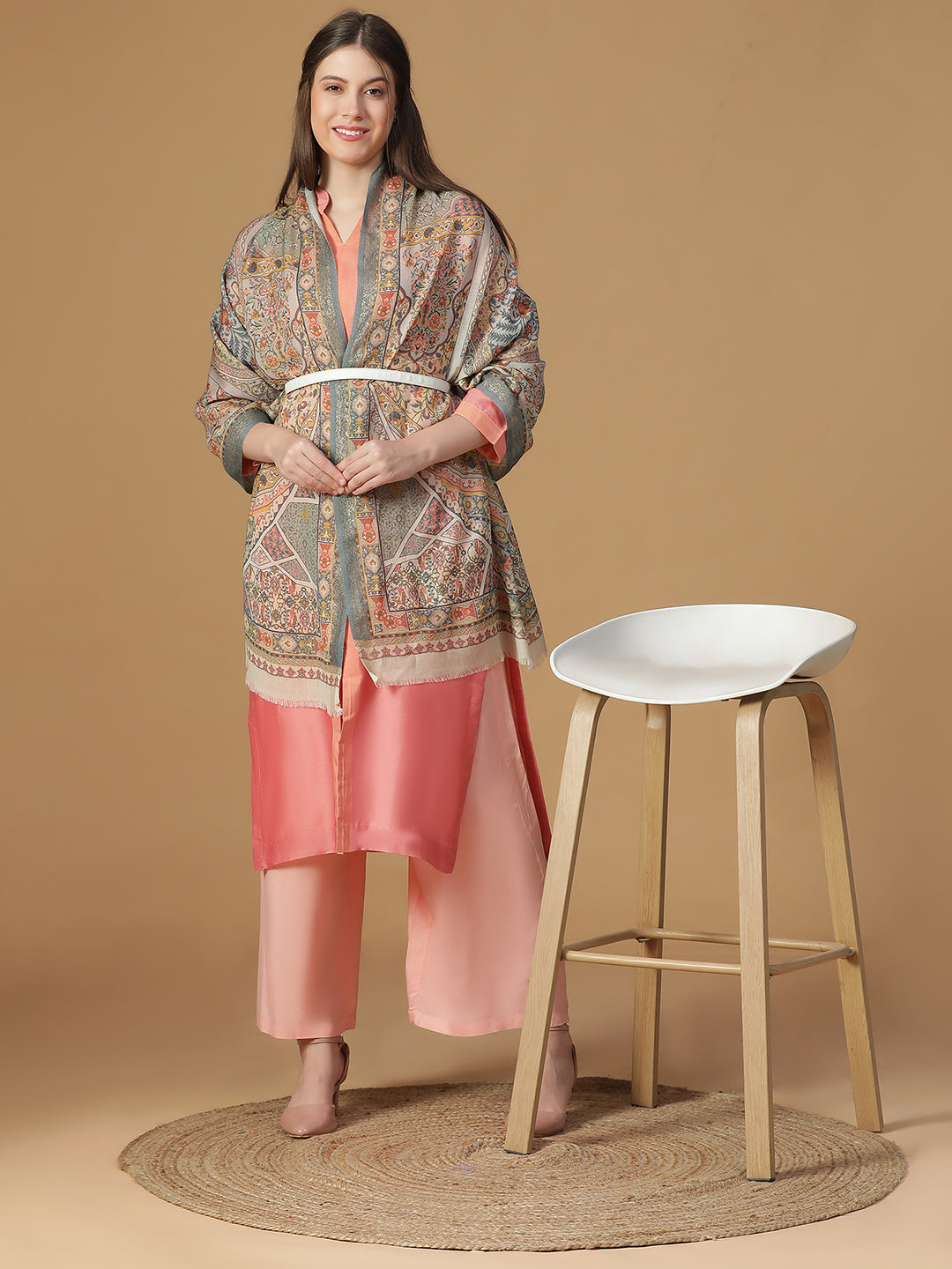 Regal Embrace Wool Lurex Printed Stole