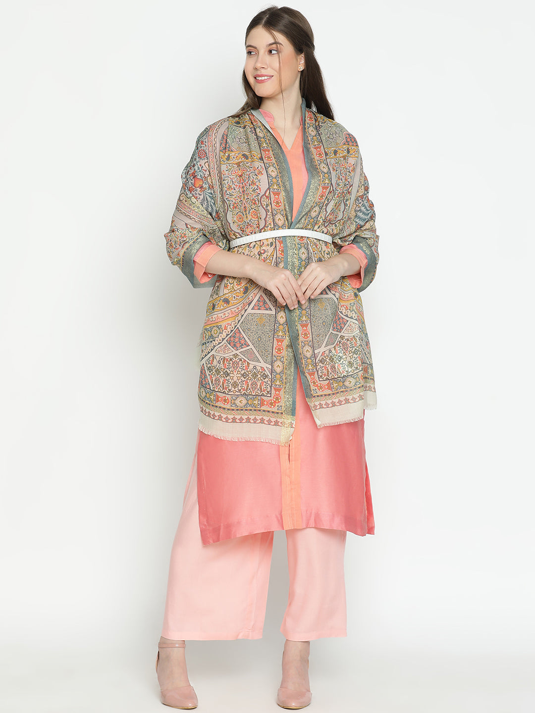 Regal Embrace Wool Lurex Printed Stole