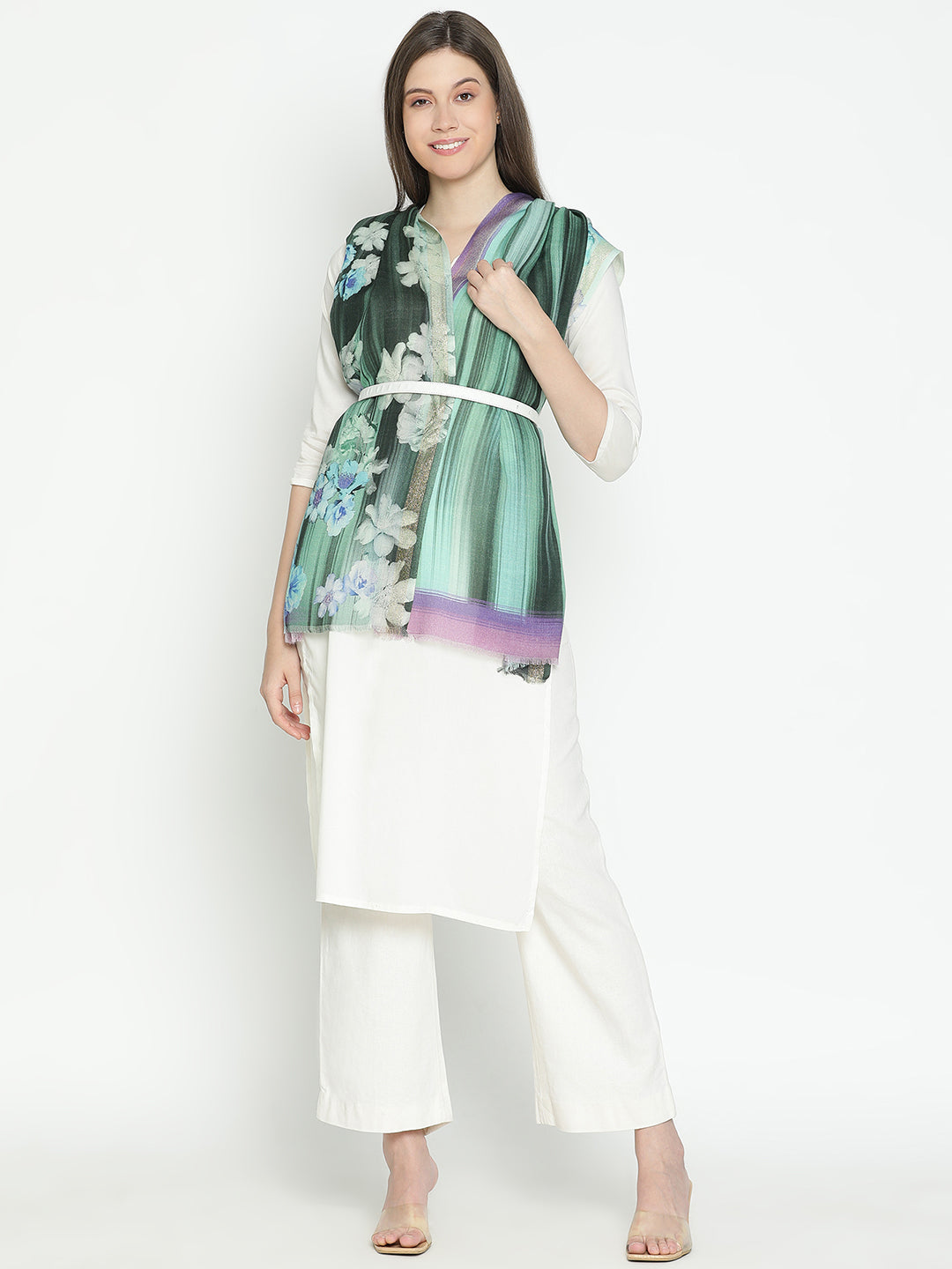 Twilight Harmony Floral Design Printed Stole