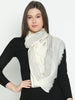 Midnight Elegance White Woolen Embellished Stole