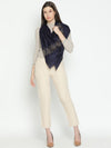 Navy Blue Women Woolen Embellished Stole