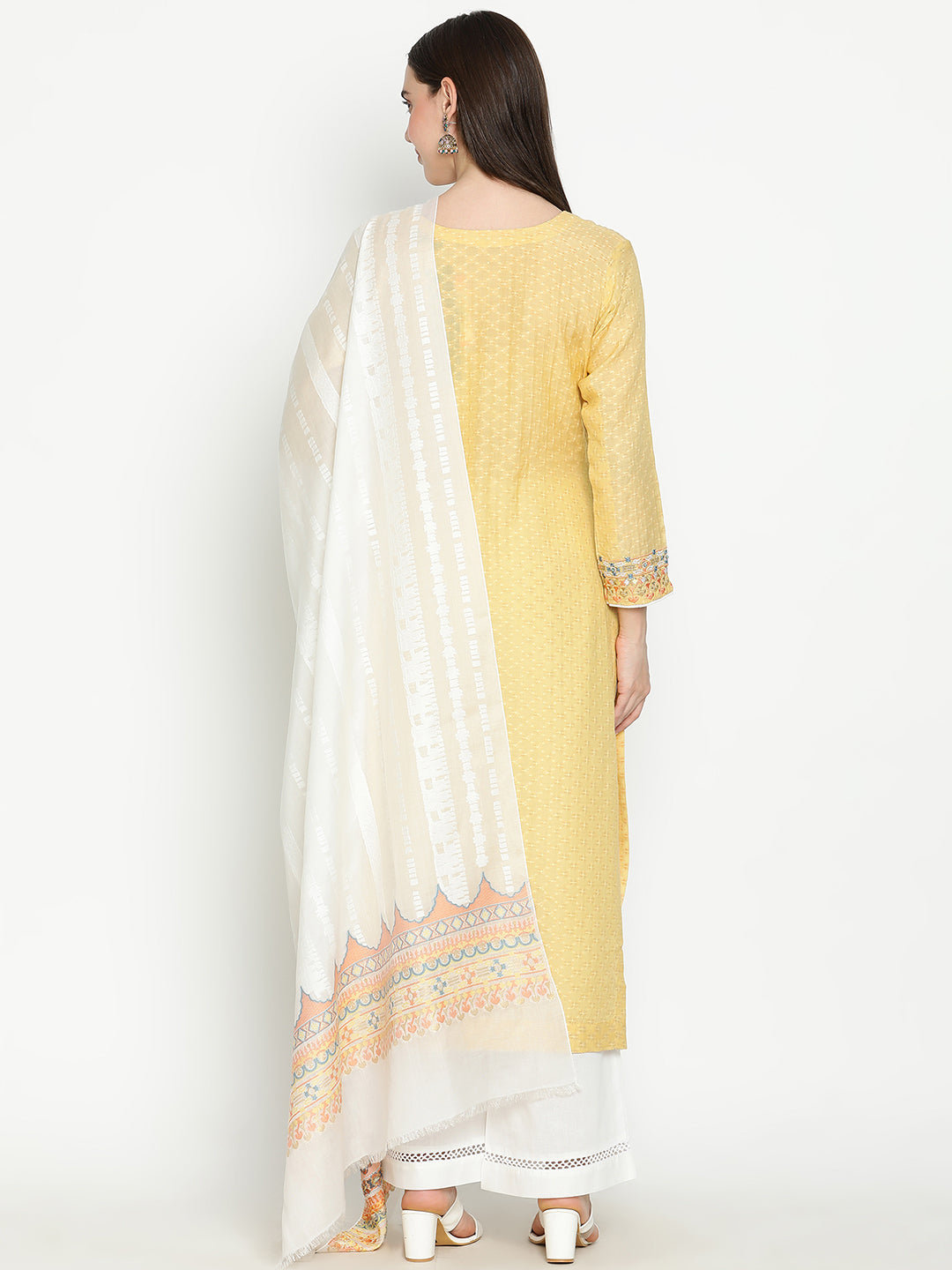 Shingora Yellow Notch Neck Stitched Suit Set