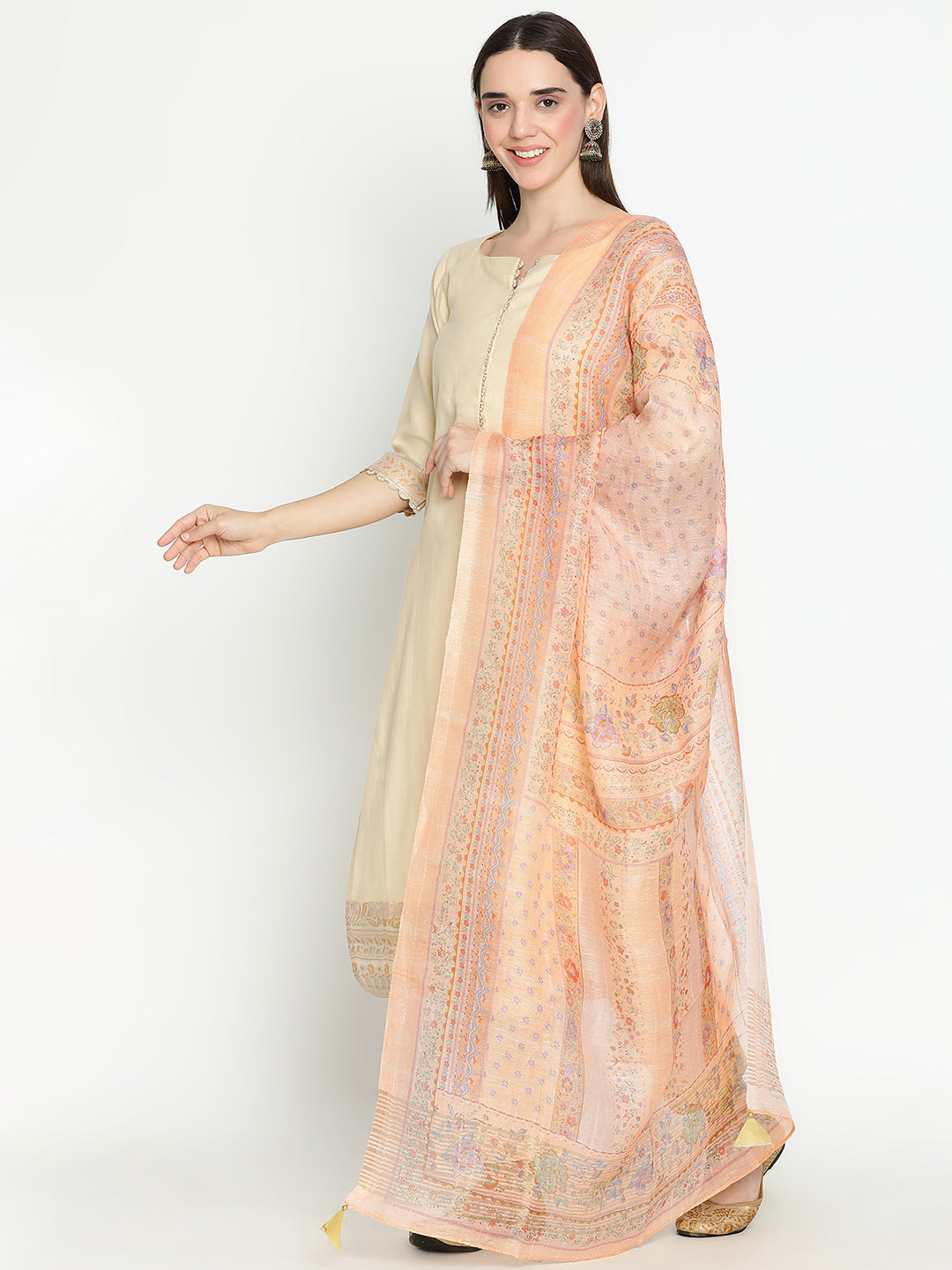 Shingora Yellow Self Design Beads and Stones Notch Neck Stitched Suit Set