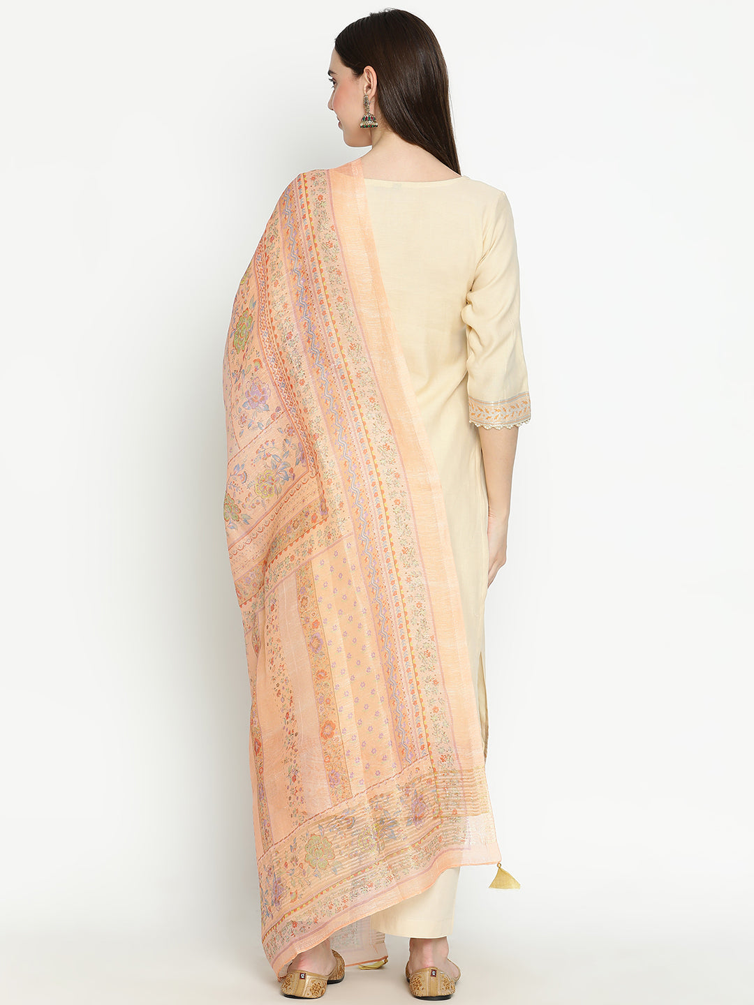 Shingora Yellow Self Design Beads and Stones Notch Neck Stitched Suit Set