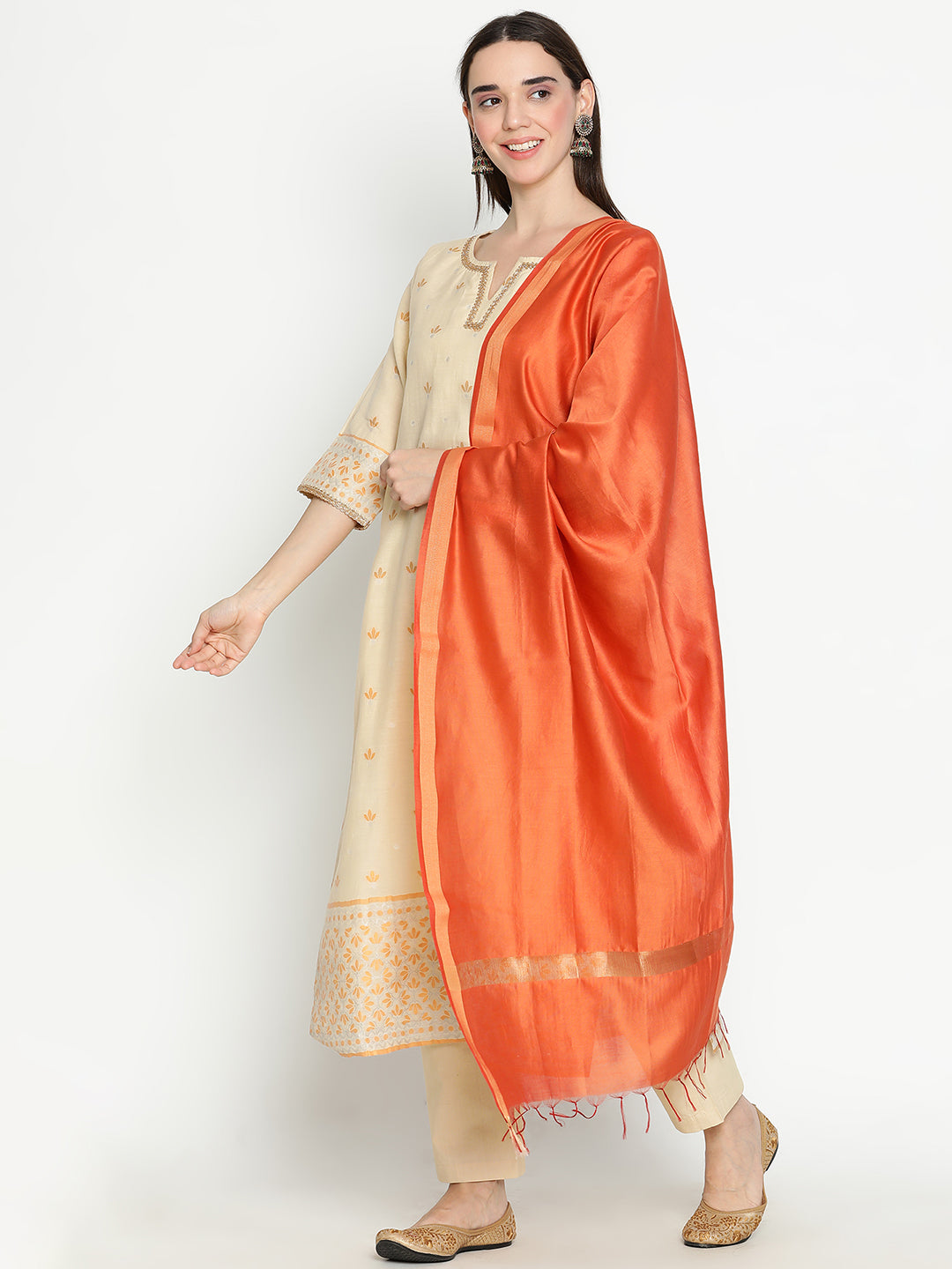 Shingora Yellow Floral Embroidered Zari Stitched Suit Set