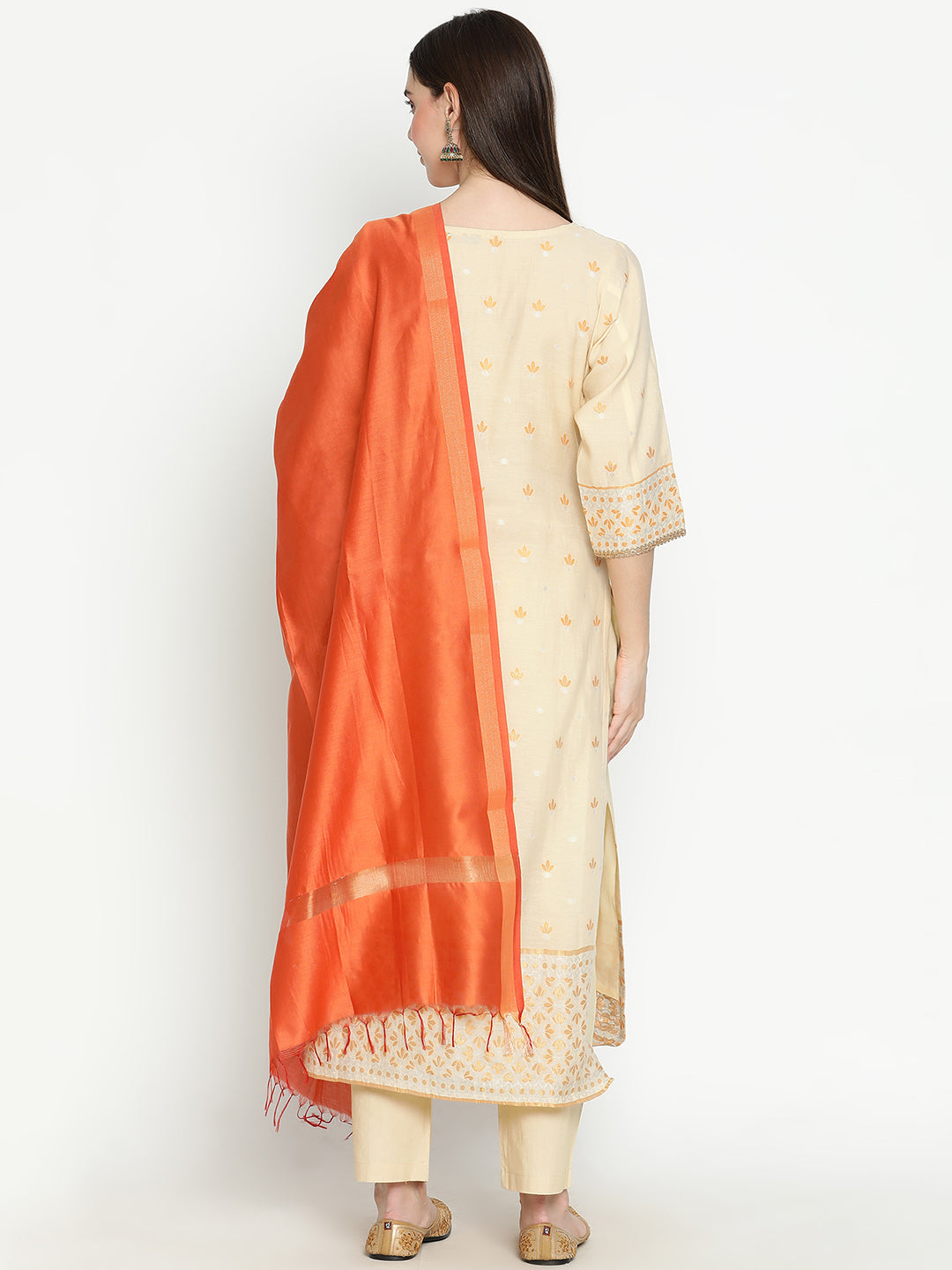 Shingora Yellow Floral Embroidered Zari Stitched Suit Set