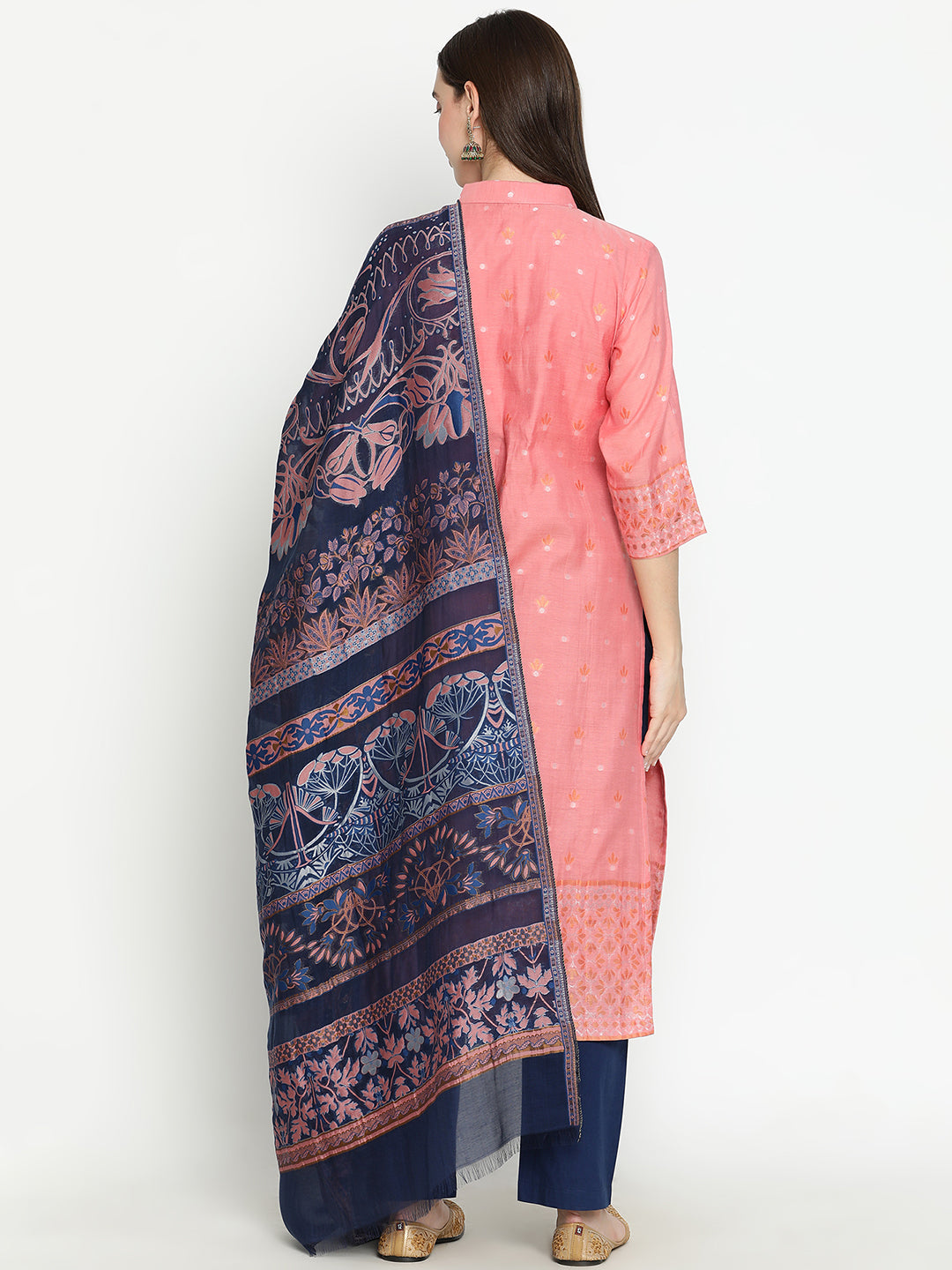 Shingora Pink Mandarin Collar Stitched Suit Set