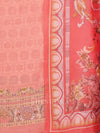 Kanchi: Pastel Rose Jacquard Karni Unstitched Tulip-Print Suit & Dupatta