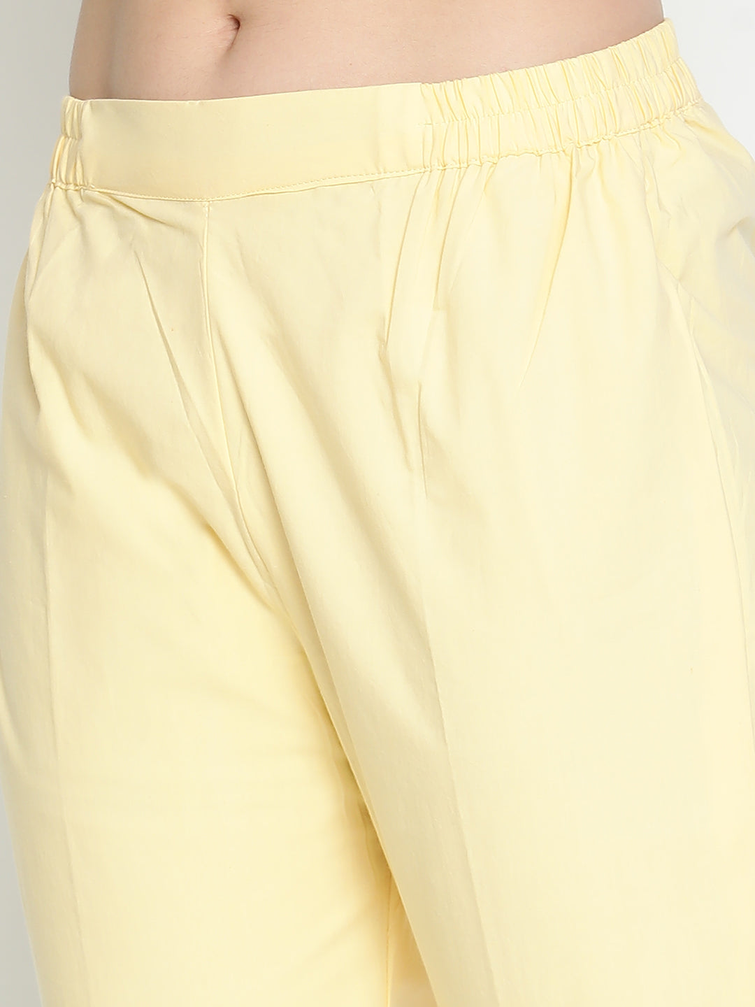 Shingora Yellow Woven Design Round Neck Stitched Suit Set